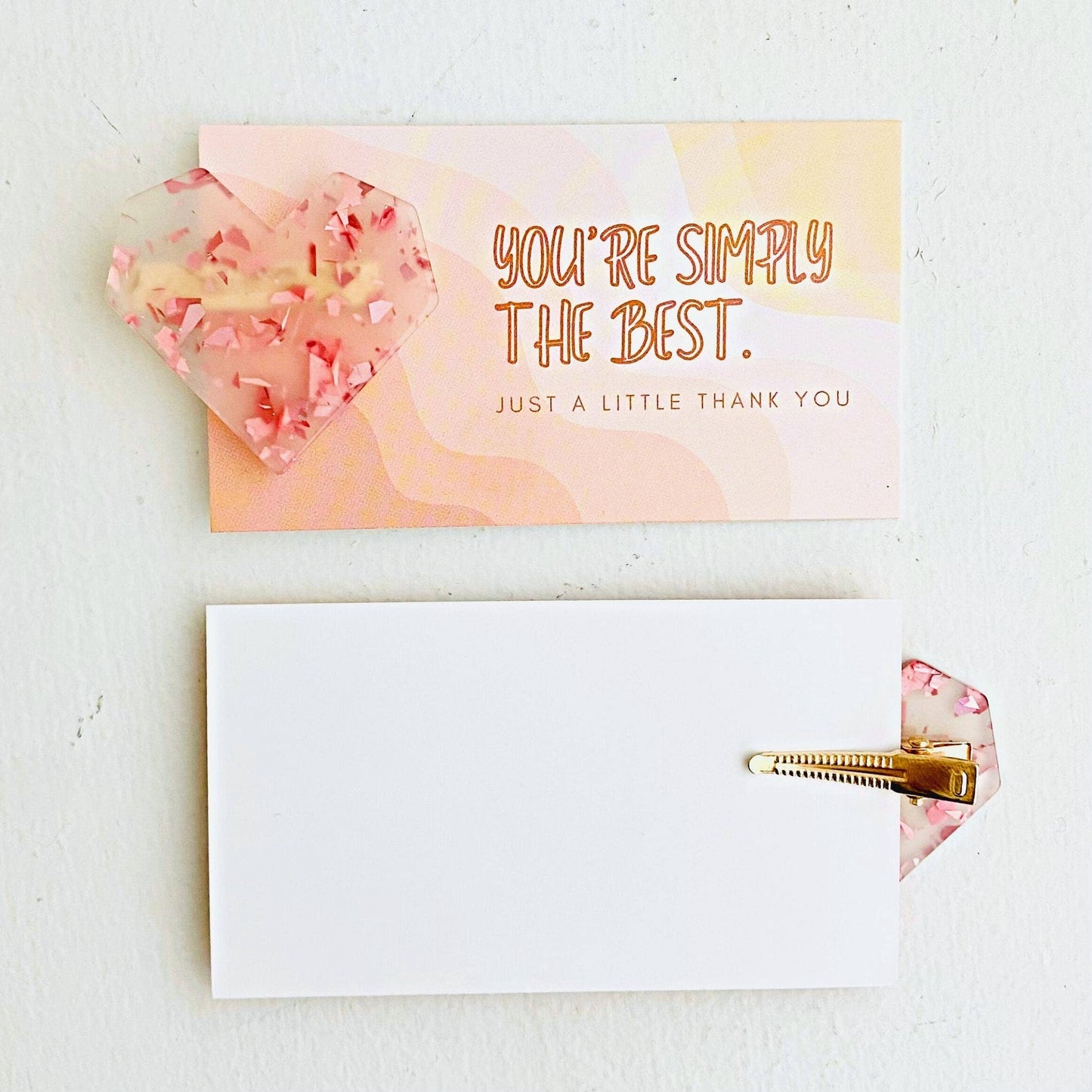 Thank You Gifts Pink Heart Hair Clip | You're the Best Card
