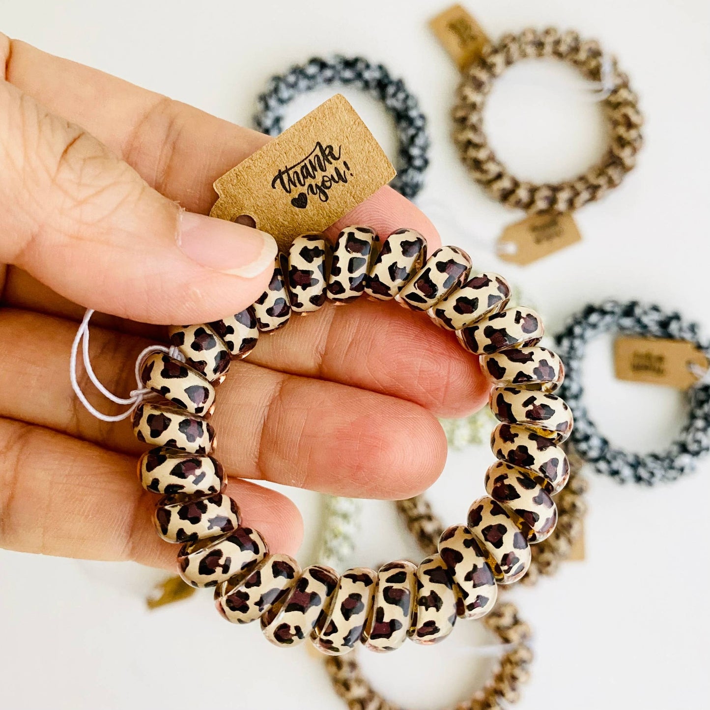 Thank You Gifts Leopard Hair Coils Telephone Cord Hair Ties