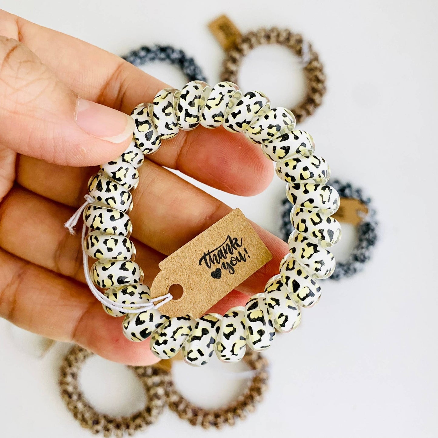Thank You Gifts Leopard Hair Coils Telephone Cord Hair Ties